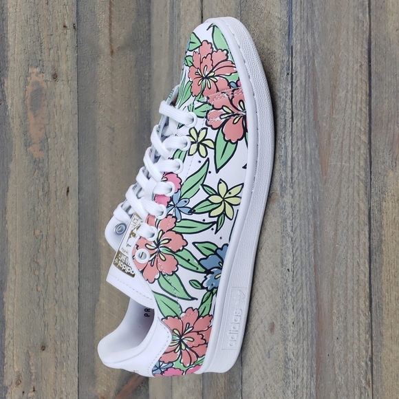 adidas Women's Stan Smith Leather All Over Floral Print Sneakers - Picture 2 of 11